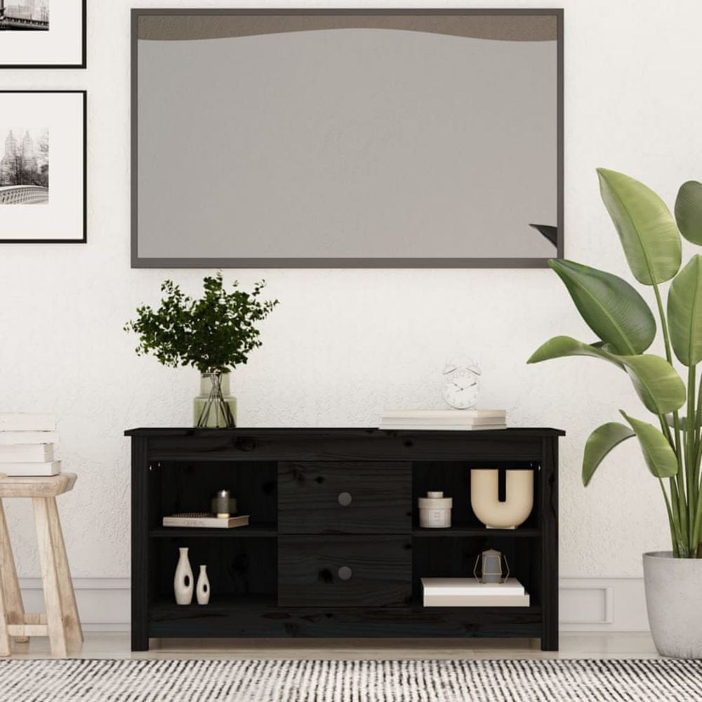 Vidaxl TV skrinka čierna 103x36,5x52 cm masívna borovica